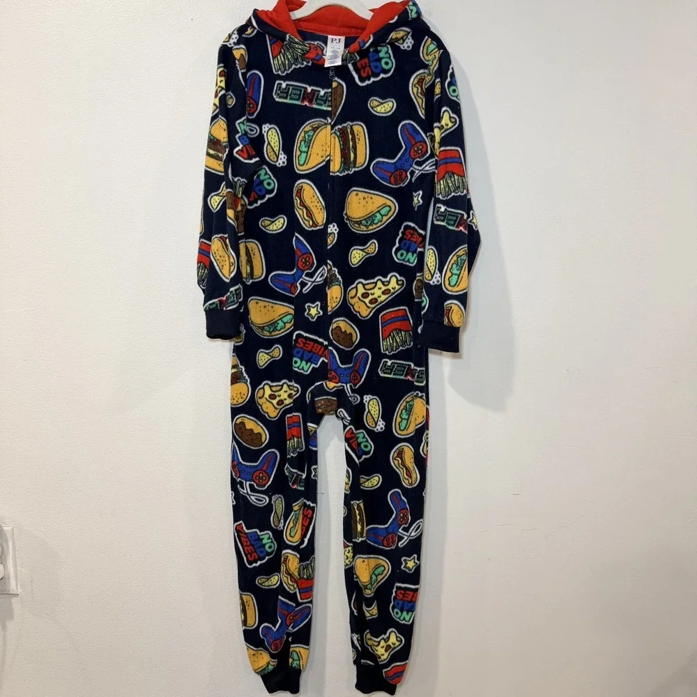 Boys One Piece Pajamas size M 7/8 Brand Children's Place - Fast Food Graphics